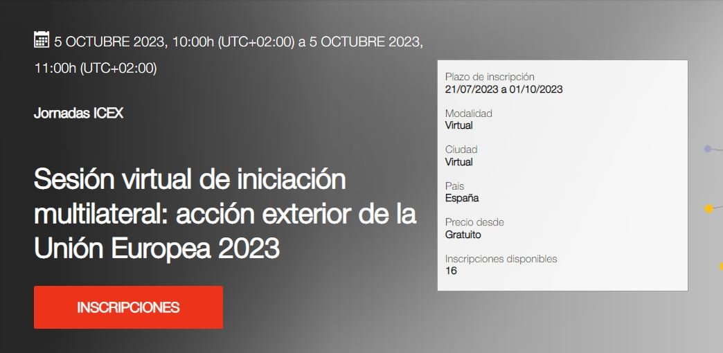 5 OCTUBRE 2023 Sesión virtual de iniciación multilateral: acción exterior de la Unión Europea 2023