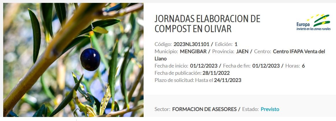 1 DICIEMBRE 2023 Jornadas Elaboración de COMPOST en olivar