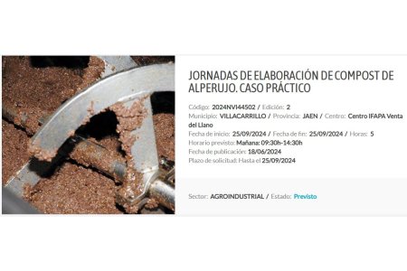 25 SEPTIEMBRE 2024<br>Elaboración de compost de alperujo. Caso práctico