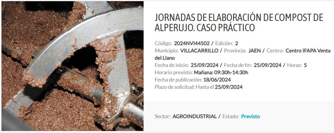 25 SEPTIEMBRE 2024 Elaboración de compost de alperujo. Caso práctico